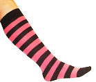 Black/Dark Pink Knee Socks
