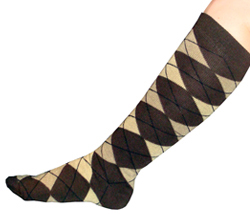 Black/Brown/Tan Argyle Knee Socks