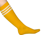 gold white striped socks