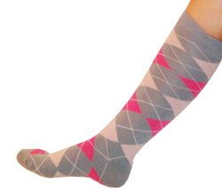 Grey/Pink Argyle Socks