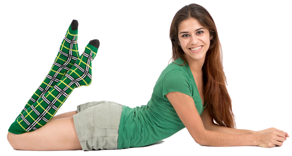 green plaid socks