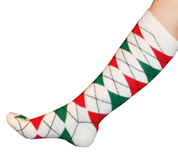 Green/Red Argyle Knee Socks