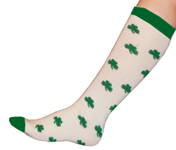 Green Shamrocks, White socks