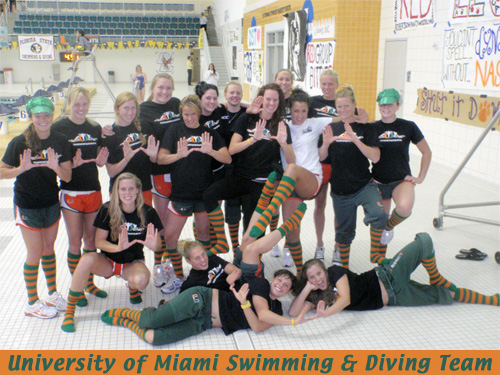 University of Miami Swim/Dive Team Wearing Knee High Socks