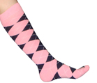 Navy Blue/Pink Argyle Socks