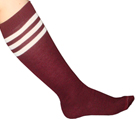 maroon tube white striped knee socks