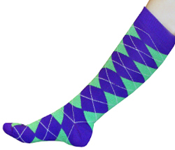 Neon Green and Pink Argyle Socks