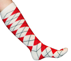 Red Argyle Knee Socks