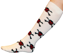 White with Black/Red Skulls