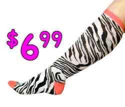 White Pink & Black Knee Socks