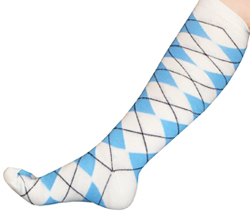 White/Blue Argyle Knee Socks