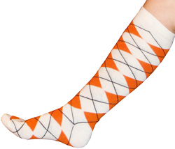 White/Orange Argyle Socks
