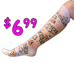 \#8 White Peace Love Knee High Socks