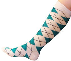 White/Teal Argyle Socks