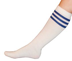 White Tube Socks Blue Stripes
