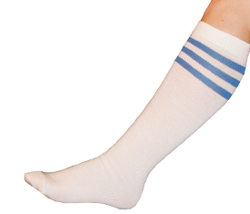 White Tube Socks Blue Stripes