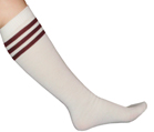 white tube maroon striped knee socks