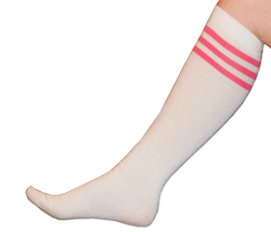 \#5 White Tube Socks with Pink Stripes