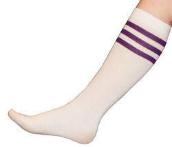 White tube purple stripes