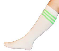 \#7 White Tube Socks with Green Stripes