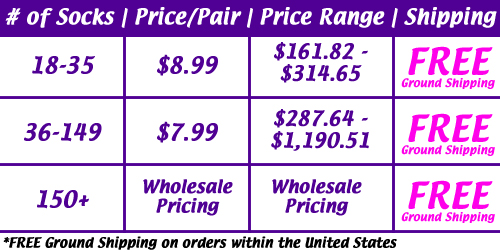 Custom knee socks start at $6.99/pair with FREE Shipping in the USA.
