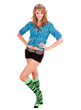 Neon Green Zebra Pattern Knee High Socks