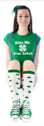 White with Green Shamrocks