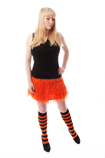 Black/Orange Striped Knee Socks