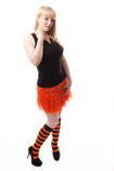 Black/Orange Striped Knee Socks