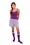 Purple Tube Socks with White Stripes