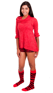 Red with Black animal design 