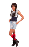 Red/Black Zebra Pattern Knee High Socks
