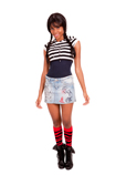 Red/Black Zebra Pattern Knee High Socks