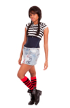 Red/Black Zebra Pattern Knee High Socks