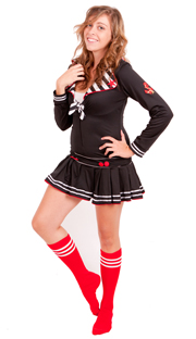 Red tube socks with white stripes