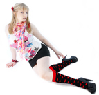 Black Knee Socks with Red Hearts