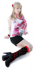 Black Knee Socks with Red Hearts