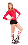 Red Argyle Knee Socks
