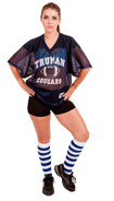 Striped White/Royal Blue Knee Socks