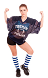 Striped White/Royal Blue Knee Socks
