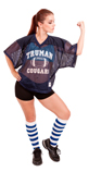 Striped White/Royal Blue Knee Socks
