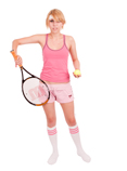White Tube Socks with Pink Stripes