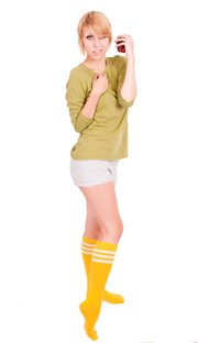 Yellow with white stripes
