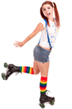 skater girl Rainbow Knee Socks