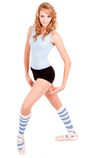 Ballerina with striped blue knee socks