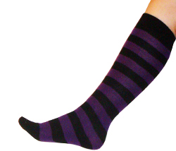 Striped Black/Purple Knee High Socks