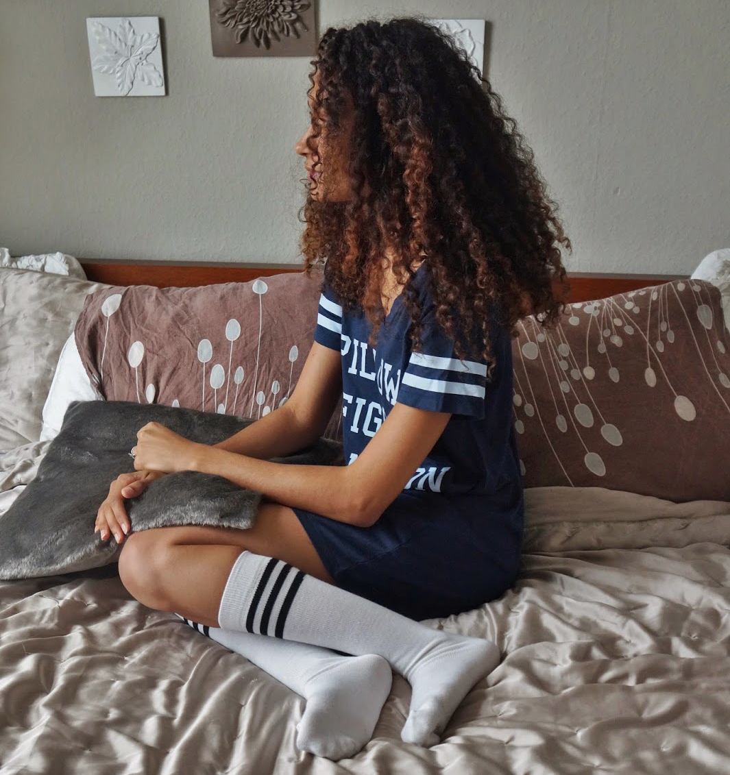 pajamas and striped tube socks