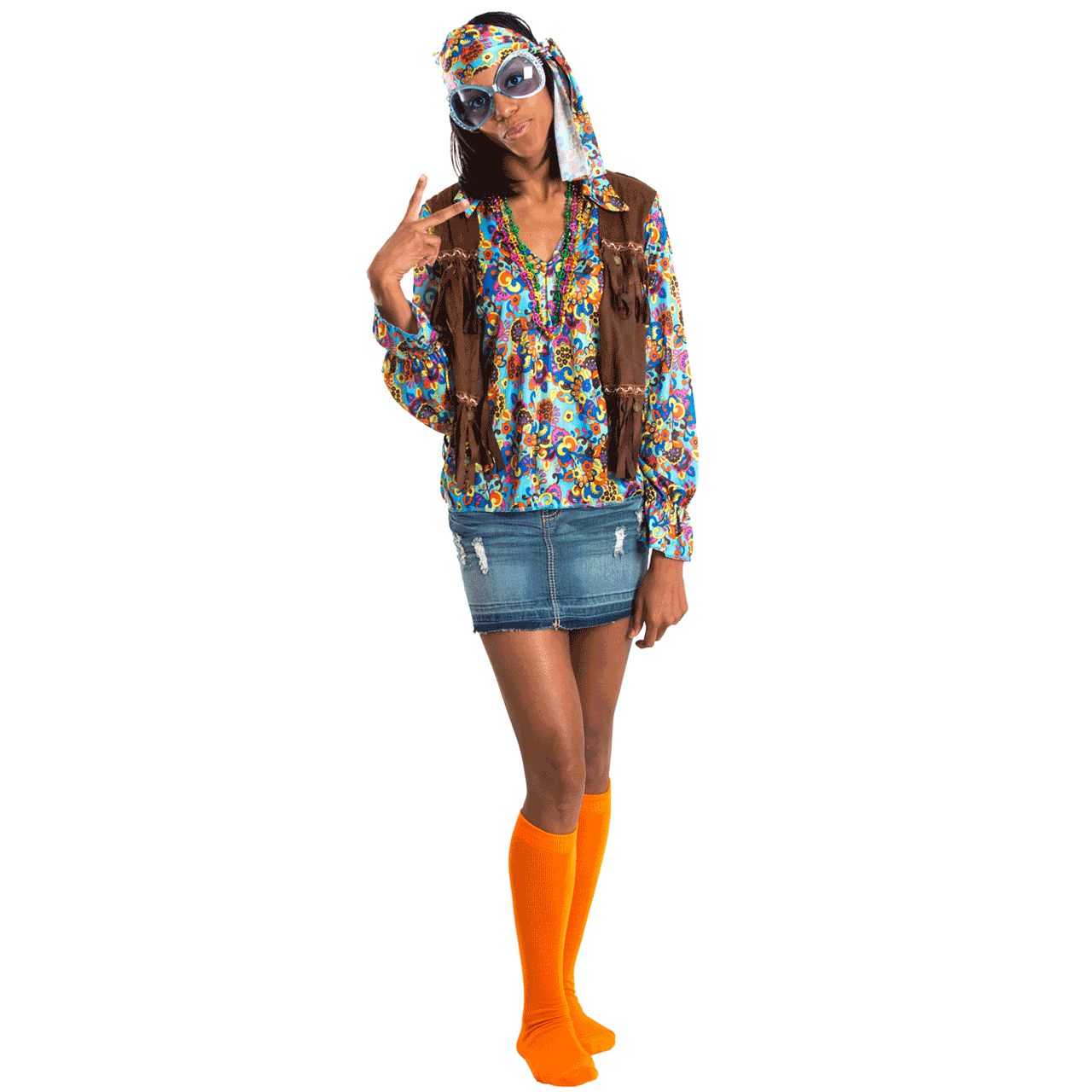 hippy with orange socks