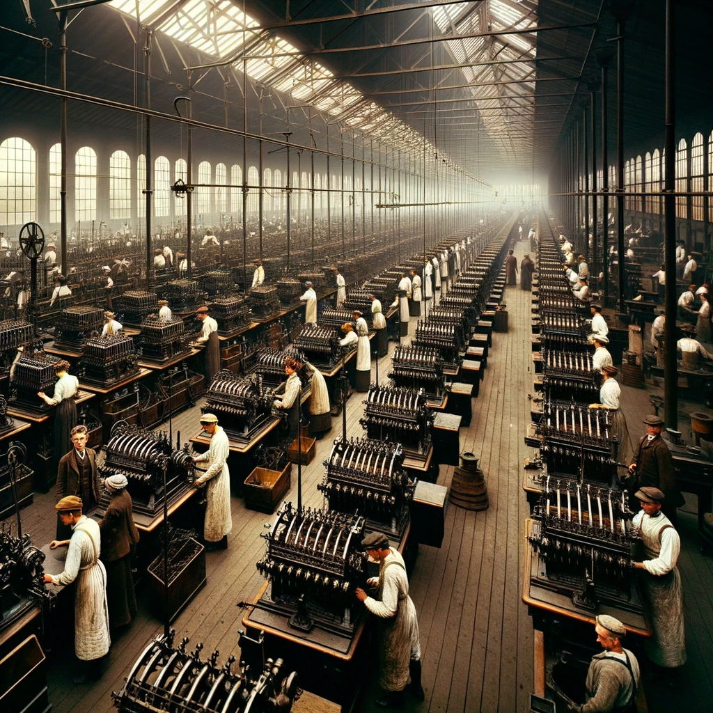 large sock factory during industrial revolution