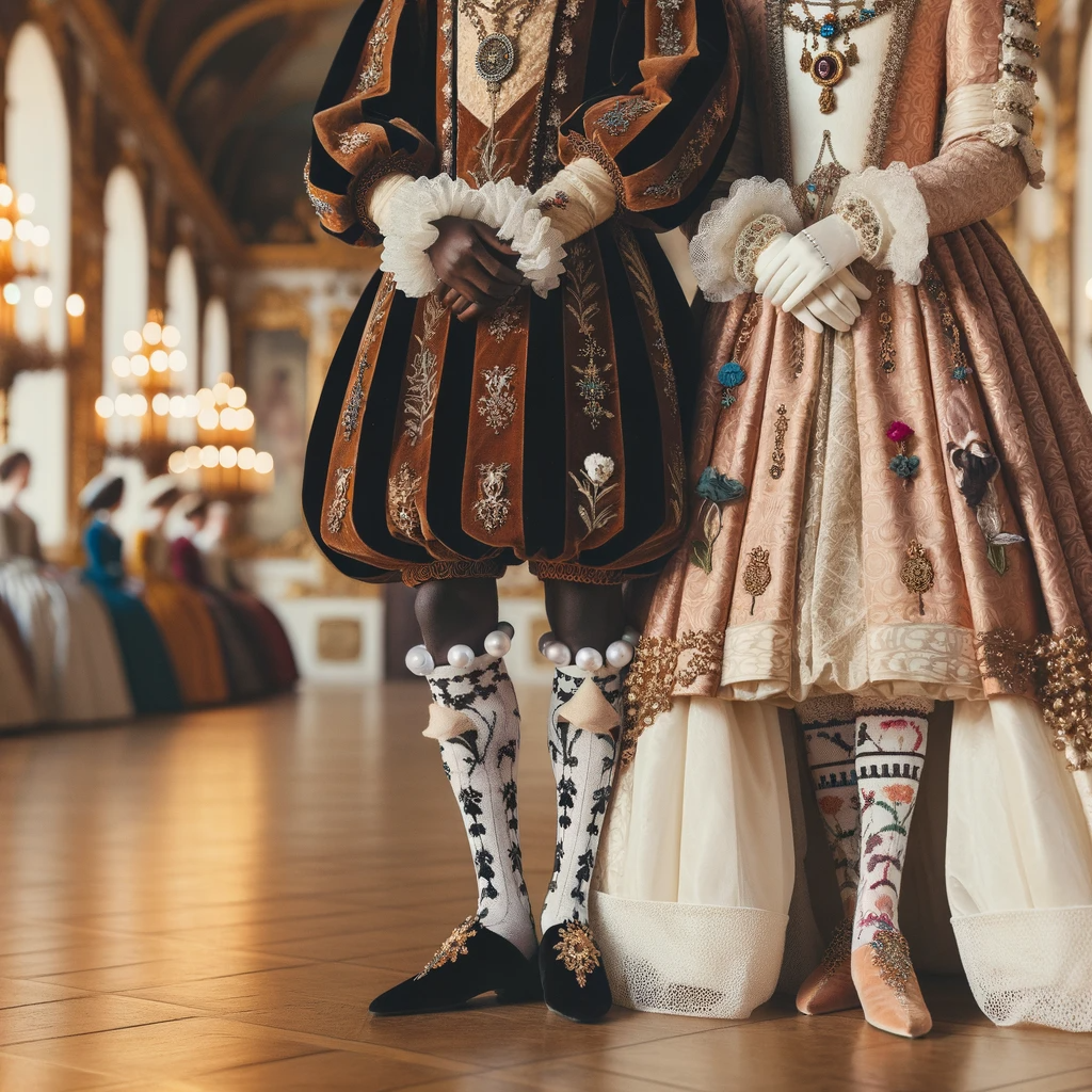 middle ages vintage dress with funky socks